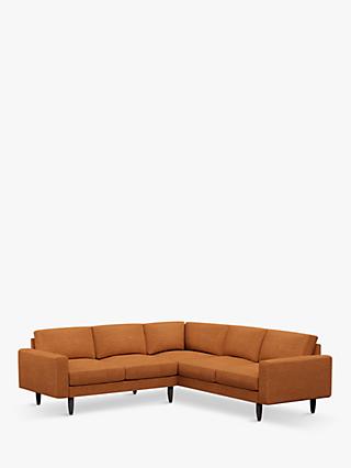 Rise Range, Hutch Rise Block Arm 5 Seater Plus Corner Sofa, Dark Leg, Textured Weave Rust