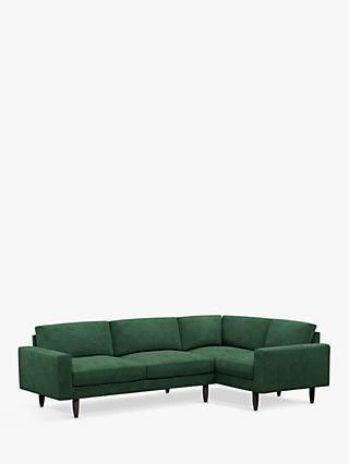 Hutch Rise Block Arm 5 Seater Slim Corner Sofa, Dark Leg
