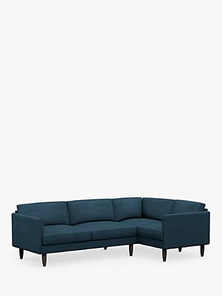 Rise Range, Hutch Rise Curve Arm 5 Seater Slim Corner Sofa, Dark Leg, Textured Weave Aegean