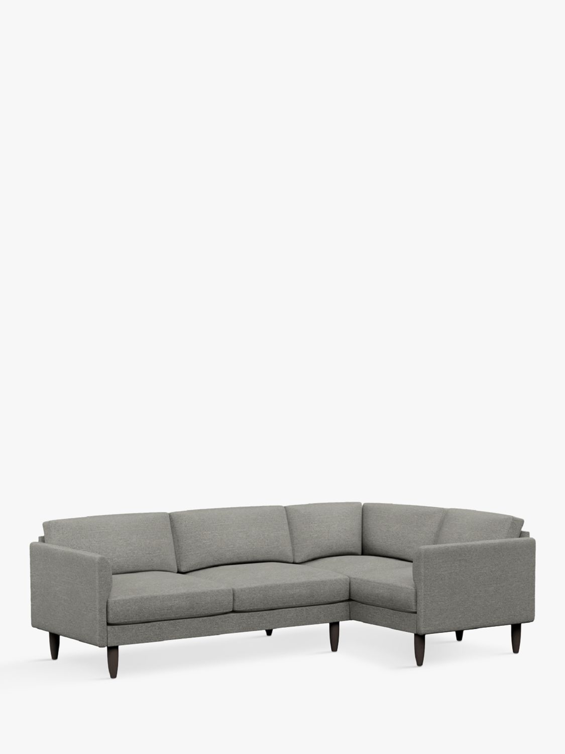 Rise Range, Hutch Rise Curve Arm 5 Seater Slim Corner Sofa, Dark Leg, Textured Weave Dove