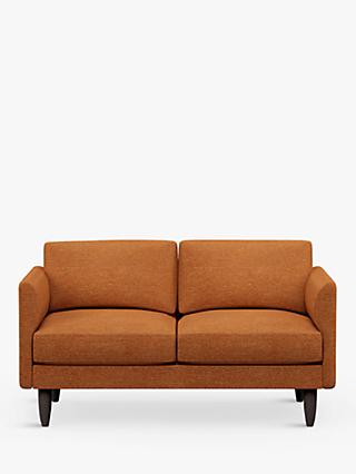 Rise Range, Hutch Rise Curve Arm Small 2 Seater Sofa, Dark Leg, Textured Weave Rust