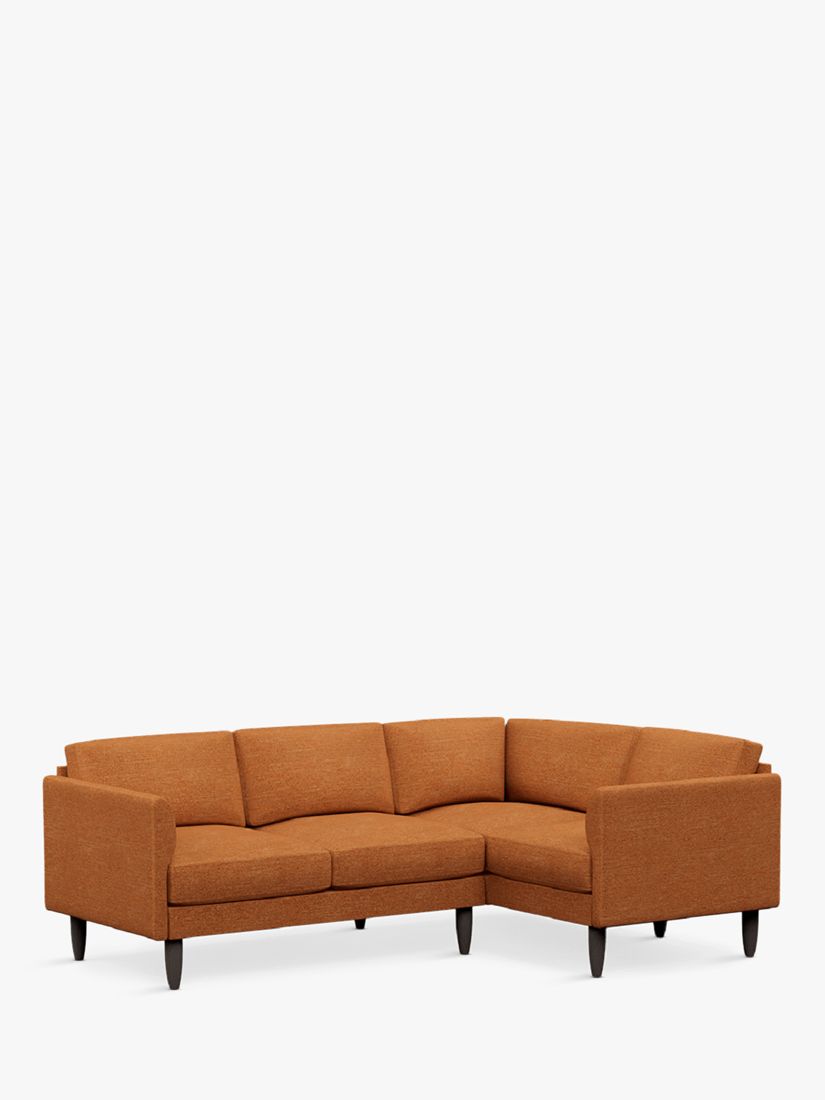 Rise Range, Hutch Rise Curve Arm 4 Seater Corner Sofa, Dark Leg, Textured Weave Rust