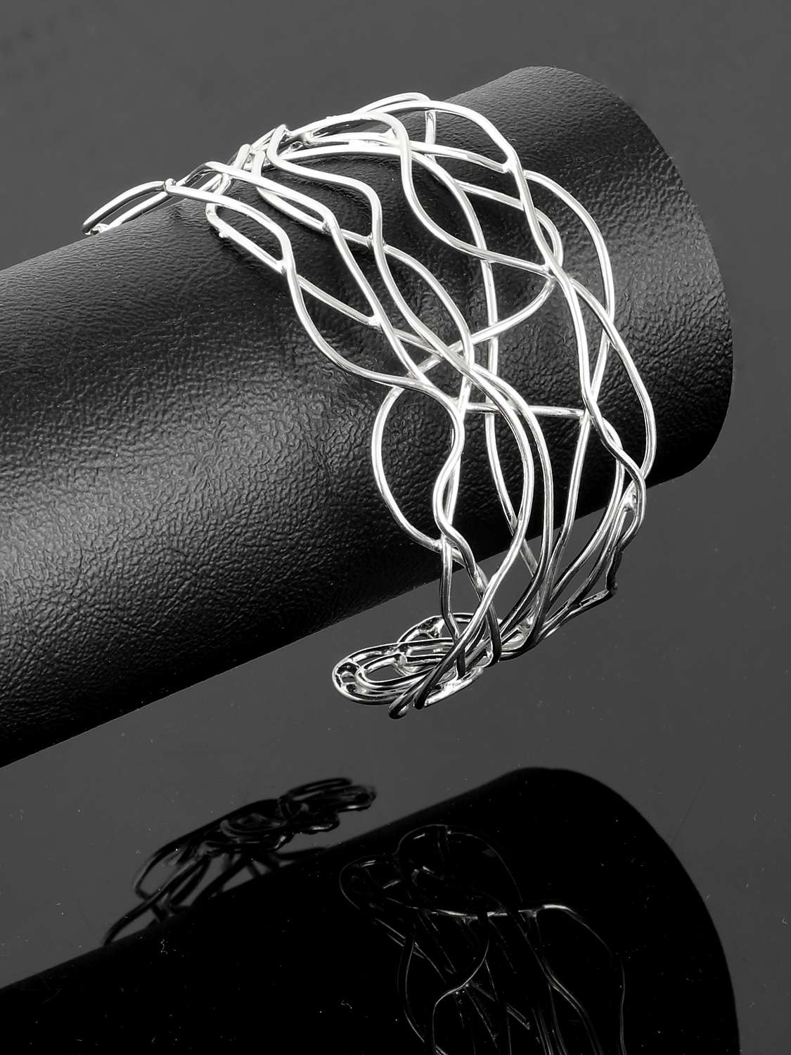 Buy Nina B Abstract Weave Sterling Silver Cuff, Silver Online at johnlewis.com