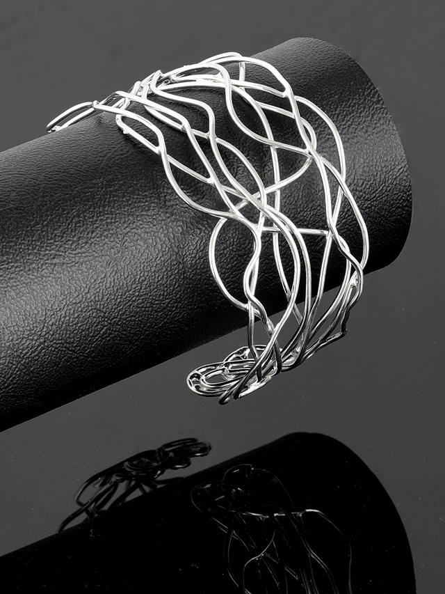 Nina B Abstract Weave Sterling Silver Cuff, Silver