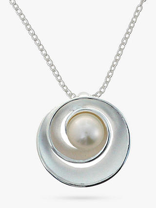 Nina B Sterling Silver Freshwater Pearl Swirl Earring and Pendant Necklace Jewellery Set