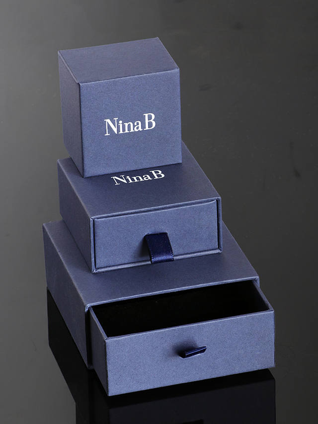 Nina B Long Wave Pendant and Drop Earrings Jewellery Set, Silver
