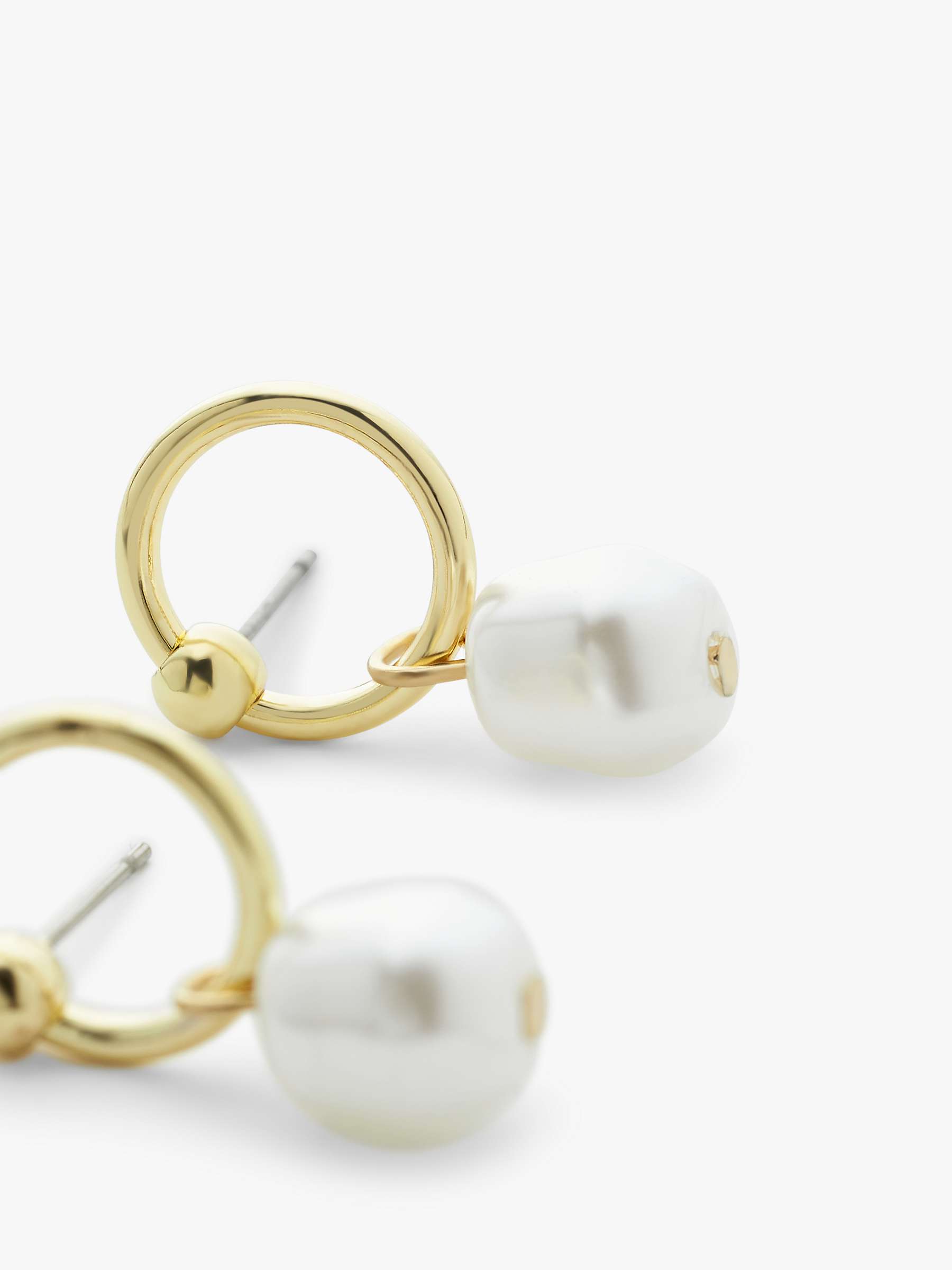 Buy John Lewis Circle Faux Pearl Drop Earrings, Gold/White Online at johnlewis.com