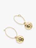 John Lewis Hammered Disc Drop Earrings, Gold