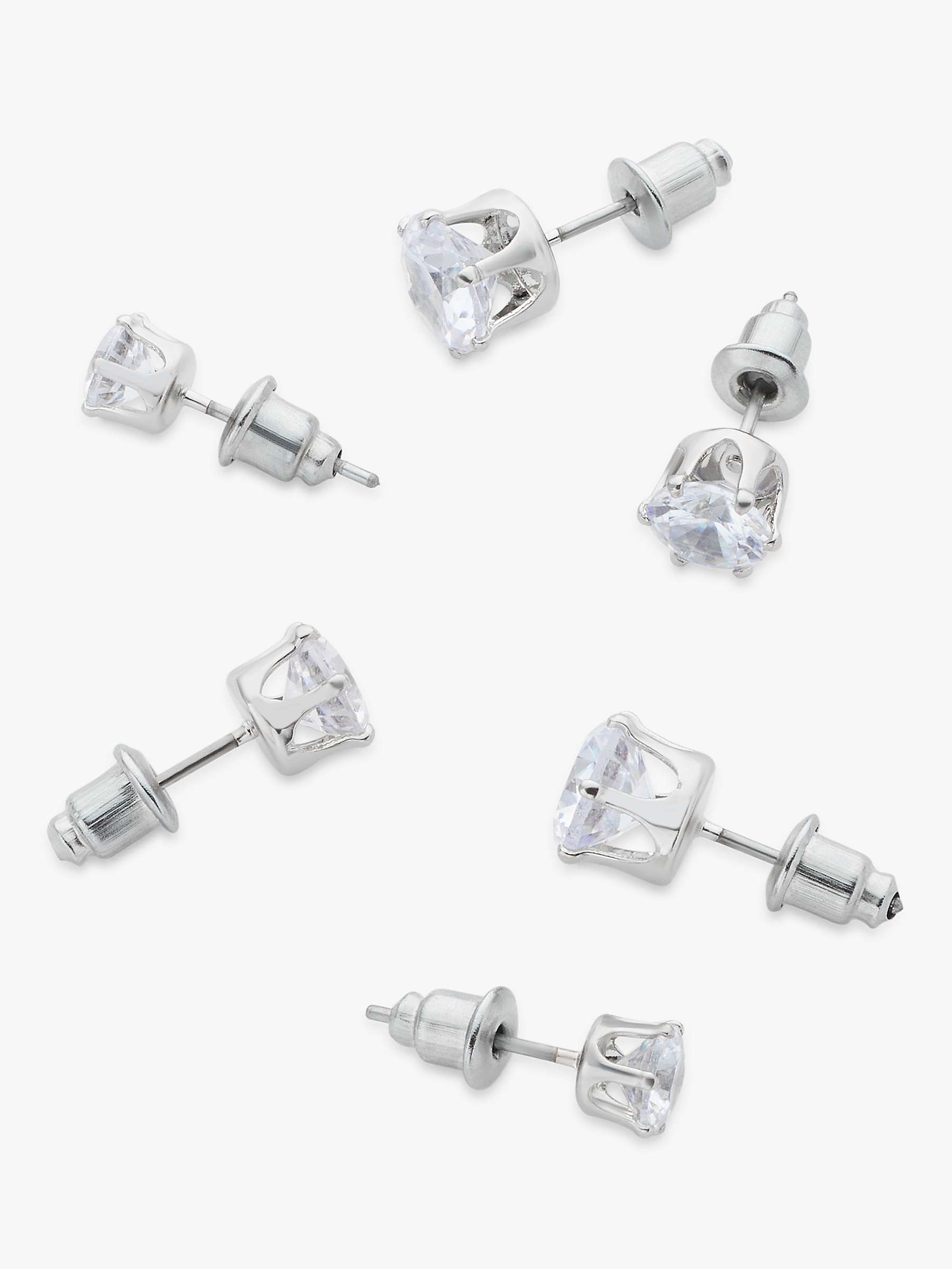 Buy John Lewis Cubic Zirconia Stud Earrings, Set of 3, Silver/Clear Online at johnlewis.com