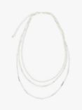 John Lewis Triple Chain Layered Necklace, Silver