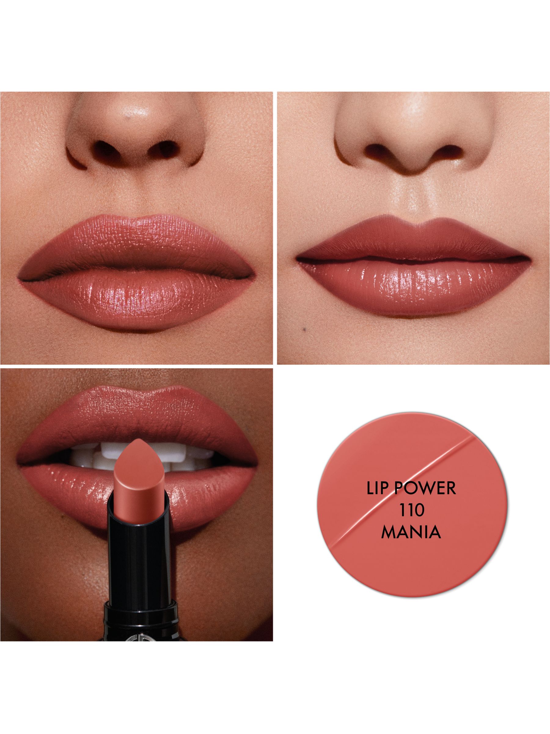 Giorgio Armani Lip Power Vivid Colour Long Wear Lipstick, 110 at John Lewis  & Partners