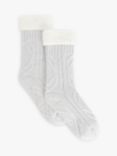 John Lewis Chunky Cable Knit Slipper Socks, Grey
