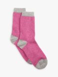 John Lewis Women's Wool Silk Blend Ankle Socks, Pink/Grey