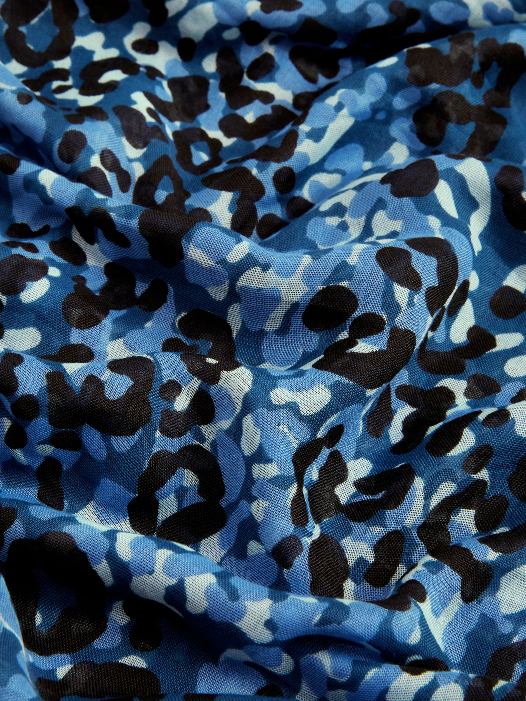 John Lewis Diffused Leopard Print Scarf, Blue