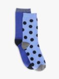 AND/OR Spot and Ribbed Organic Cotton Ankle Socks, Pack of 2, Blue