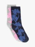 AND/OR Iris Organic Cotton Ankle Socks, Pack of 2, Blue/Pink