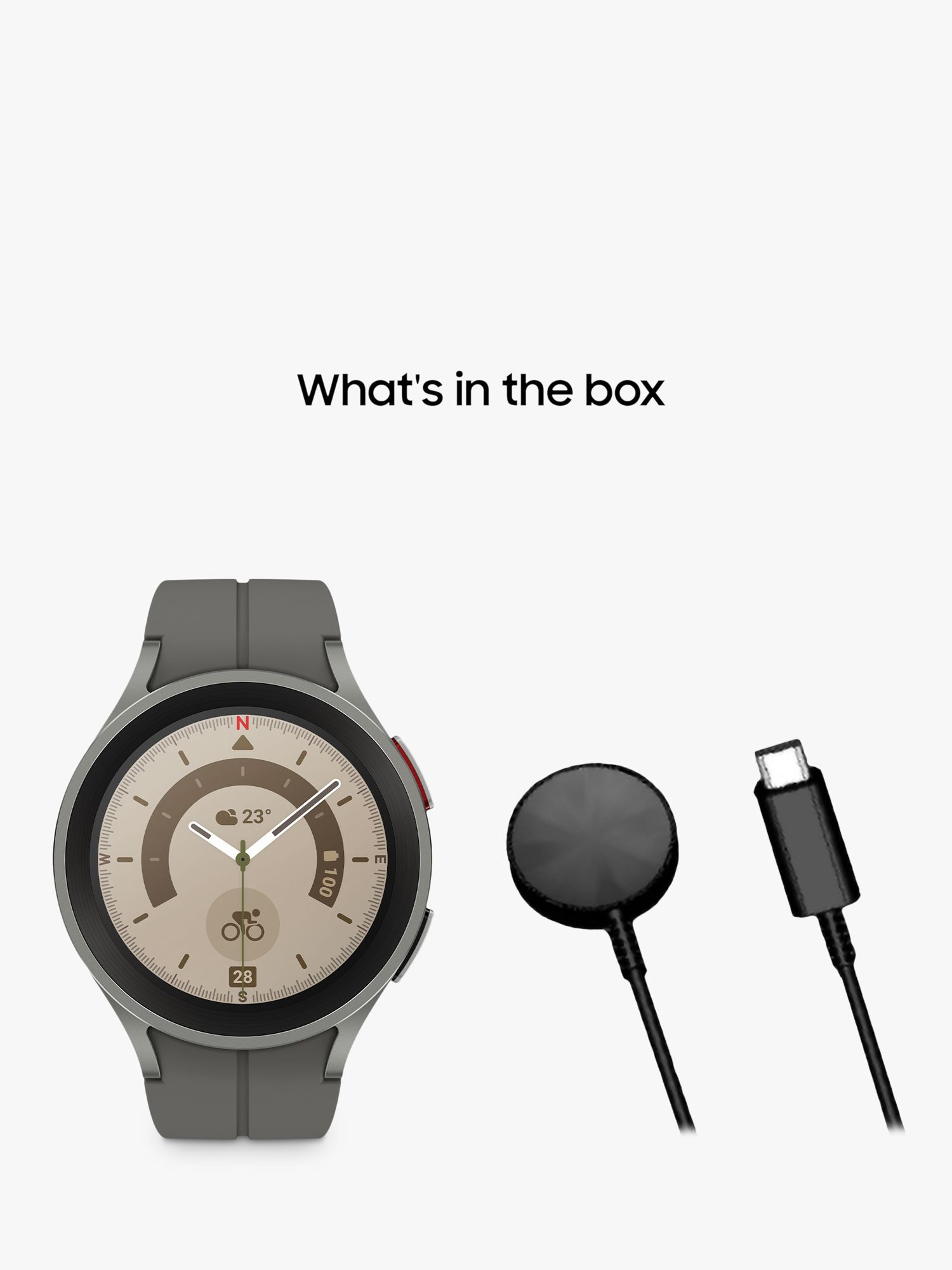 Samsung Galaxy Watch5 Pro, Bluetooth, 45mm, Titanium with Silicone 