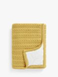 little home at John Lewis Cable Knit Sherpa Fleece Throw, Ochre