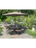 LG Outdoor Devon 6-Seater Garden Dining Table & Chairs Set with Parasol, Bronze