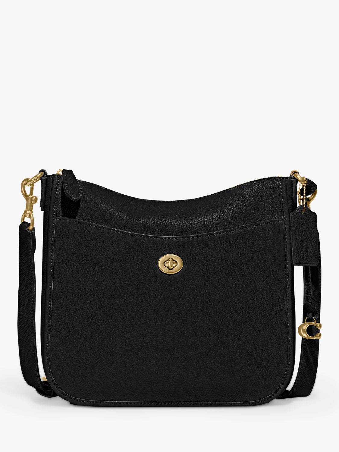 Coach Chaise Large Leather Cross Body Bag, Black at John Lewis & Partners