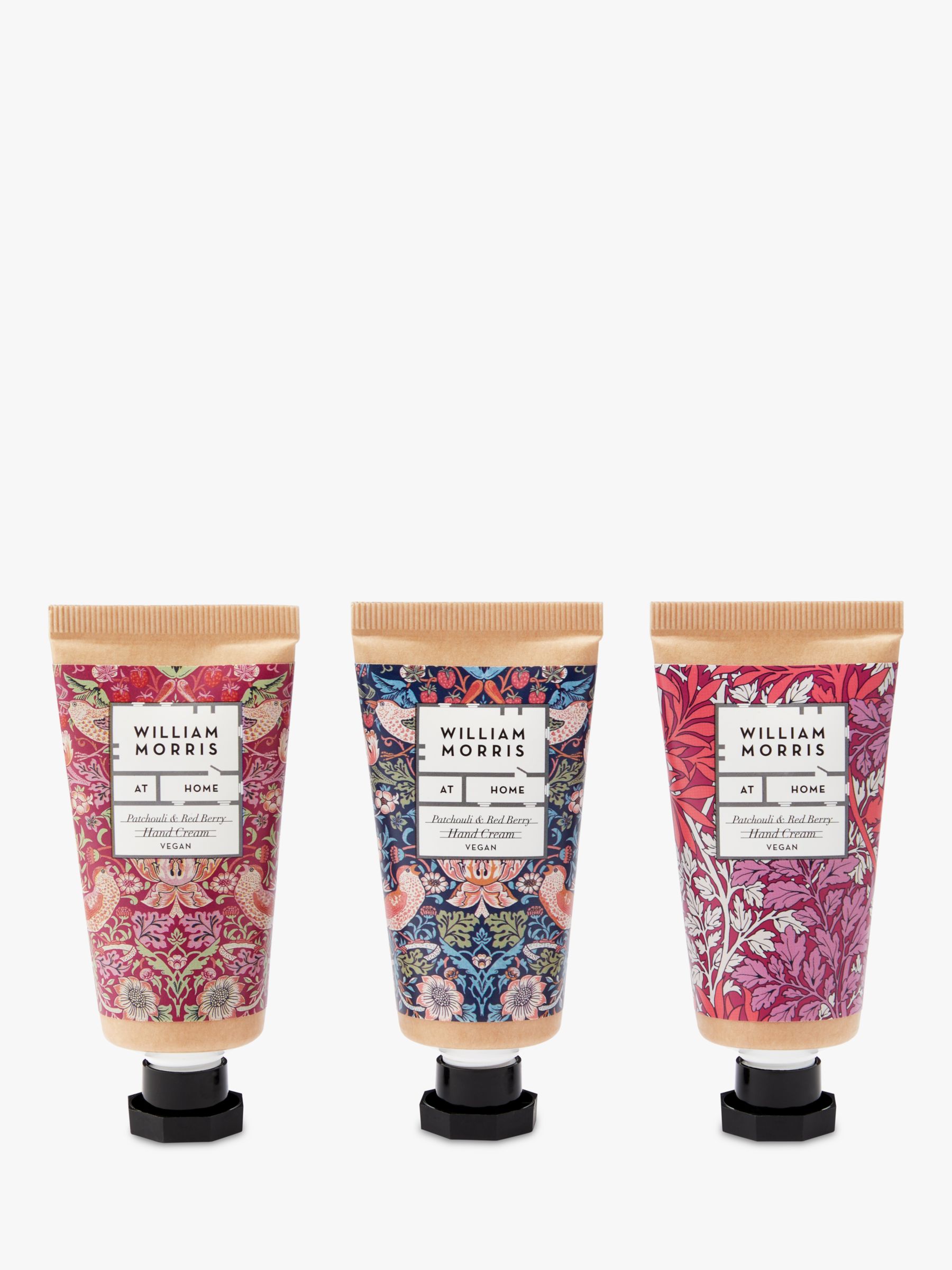 William Morris At Home Strawberry Thief Patchouli & Red Berry Hand Creams, Set of 3, 30ml 2