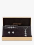 Jon Richard Trio Hoop Opal & Crystal Pendant Necklace, Bracelet and Stud Earrings Jewellery Set, Silver