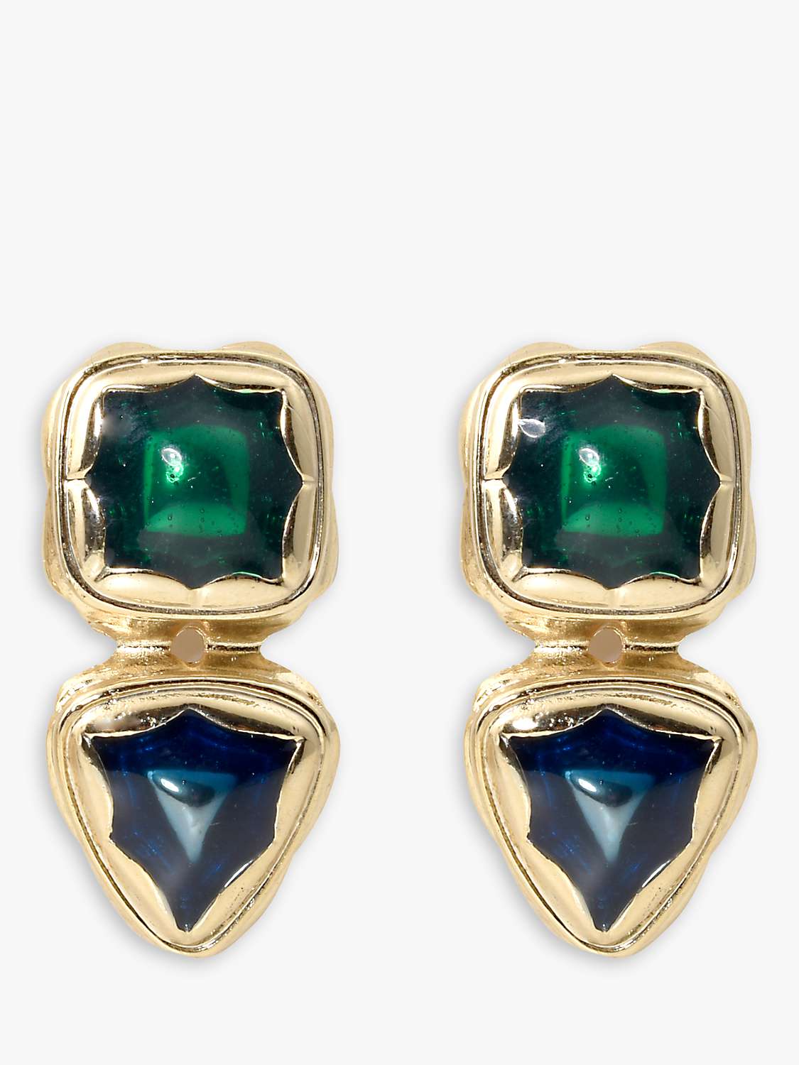 Buy Eclectica Vintage 18ct Gold Plated Enamel Stud Earrings, Dated Circa 1980s Online at johnlewis.com