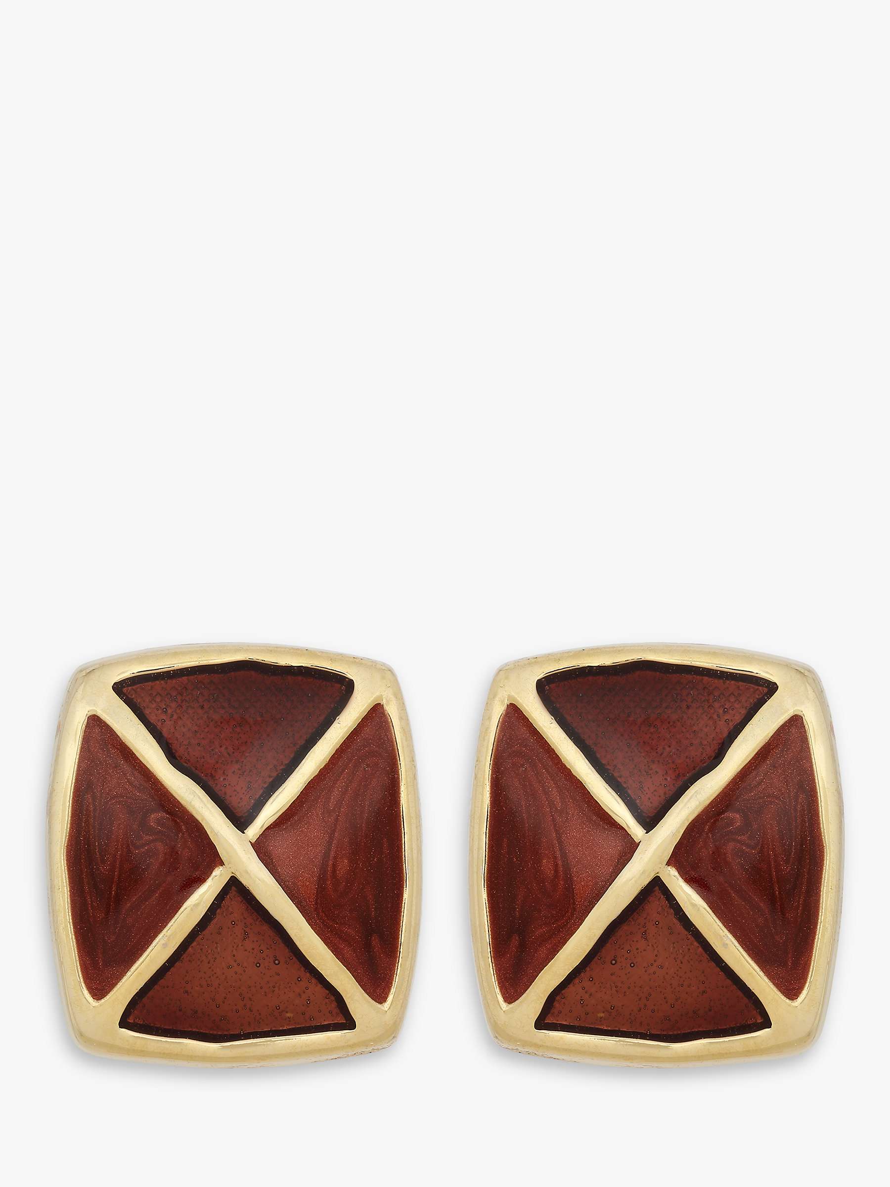 Buy Eclectica Vintage 18ct Gold Plated Enamel Square Clip-On Earrings, Dated Circa 1980s Online at johnlewis.com