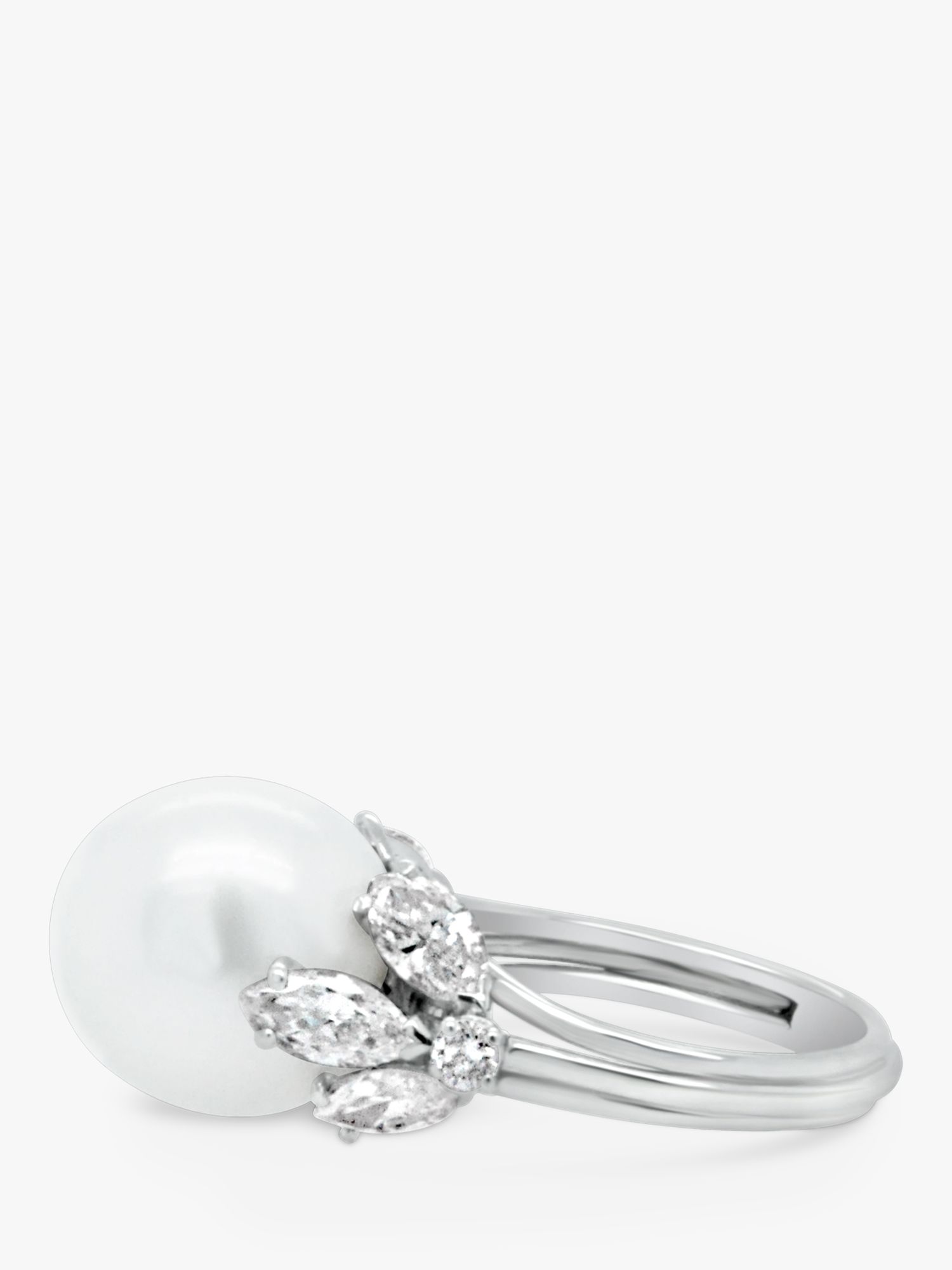 Milton & Humble Jewellery Second Hand Platinum Pearl & Diamond Cocktail Ring, Dated Edinburgh 2019