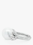 Milton & Humble Jewellery Pre-Loved Platinum Pearl & Diamond Cocktail Ring, Dated Edinburgh 2019