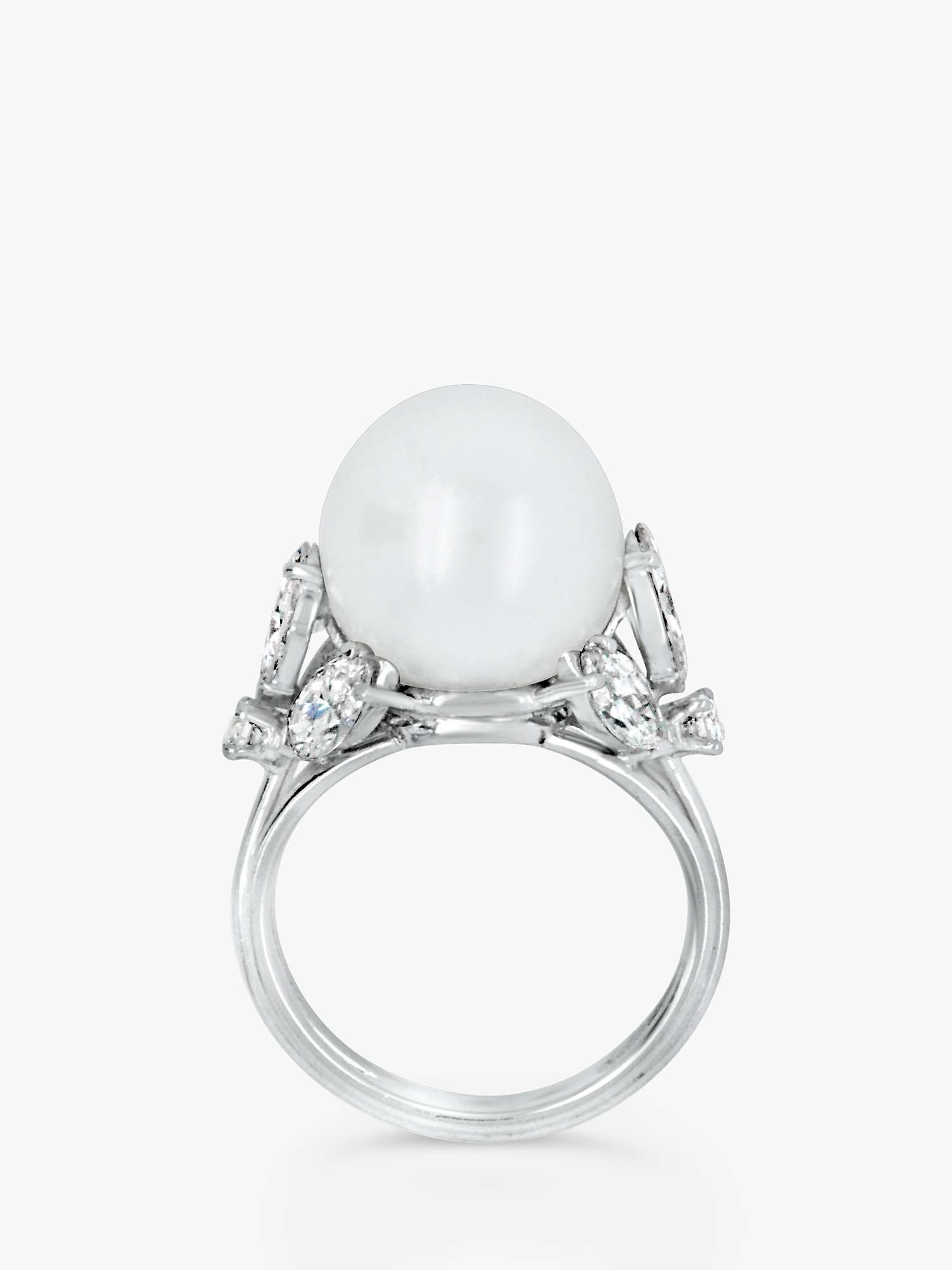 Buy Milton & Humble Jewellery Second Hand Platinum Pearl & Diamond Cocktail Ring, Dated Edinburgh 2019 Online at johnlewis.com