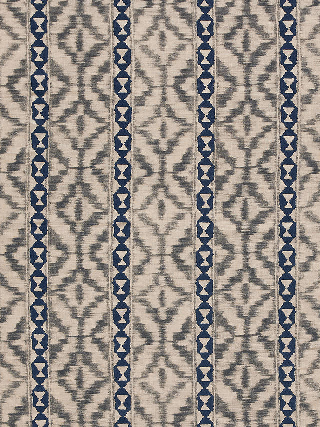 John Lewis Ikat Embroidery Linen Blend Furnishing Fabric, Navy