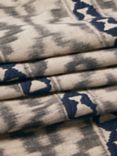John Lewis Ikat Embroidery Linen Blend Furnishing Fabric, Navy