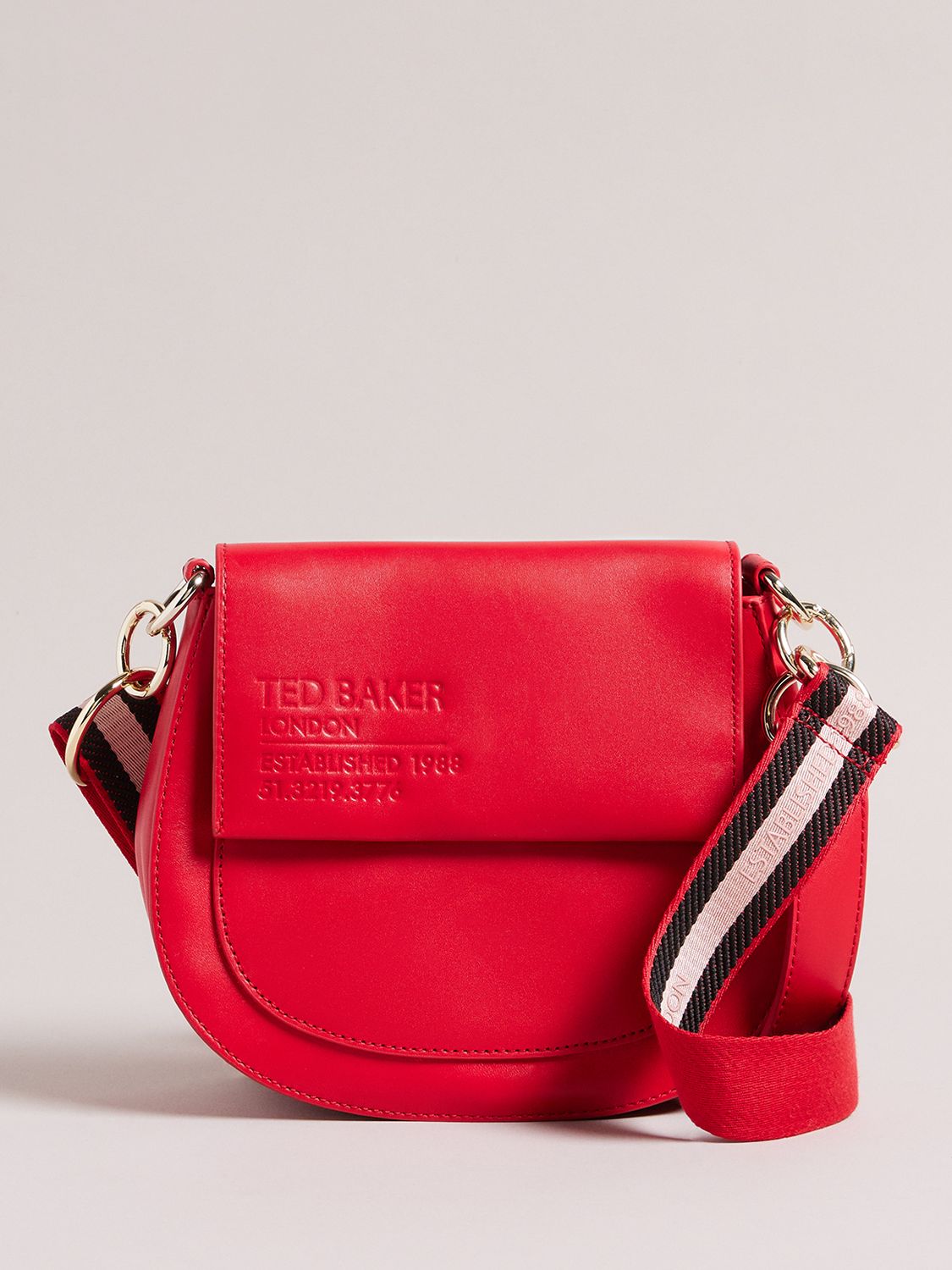 Ted Baker Darcell Leather Cross Body Bag, Red at John Lewis & Partners