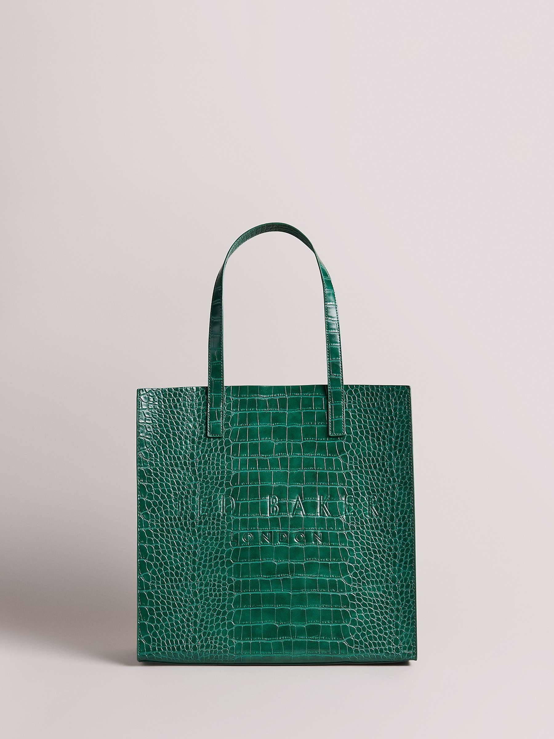 Ted Baker Croccon Large Icon Shopper Bag, Green at John Lewis & Partners
