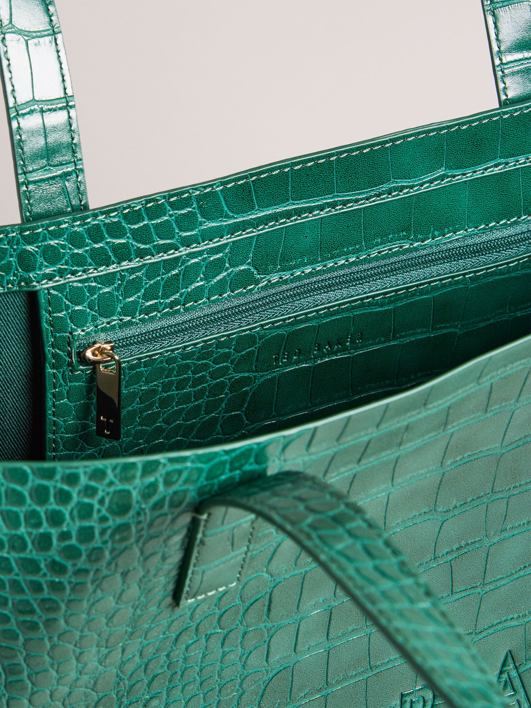 Ted Baker Croccon Large Icon Shopper Bag, Green at John Lewis & Partners
