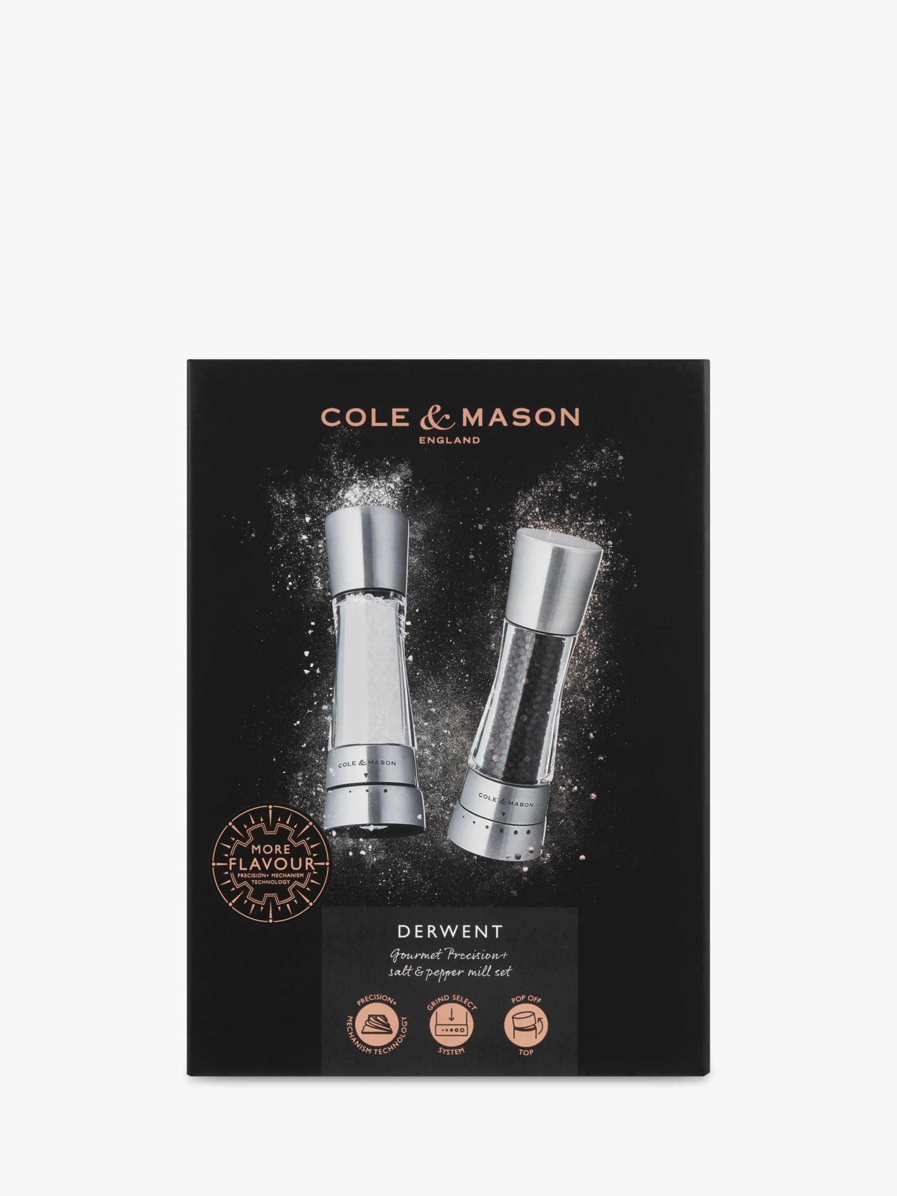 Cole & Mason  Derwent Salt & Pepper Mills Stainless Steel 190mm