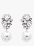 Emma Holland Crystal & Faux Pearl Drop Earrings, Silver/White