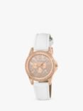 Tikkers TK0129 Kids' Crystal Faux Dial Faux Leather Strap Watch, White/Gold