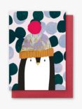 Stop the Clock Design Penguin Hat Christmas Card