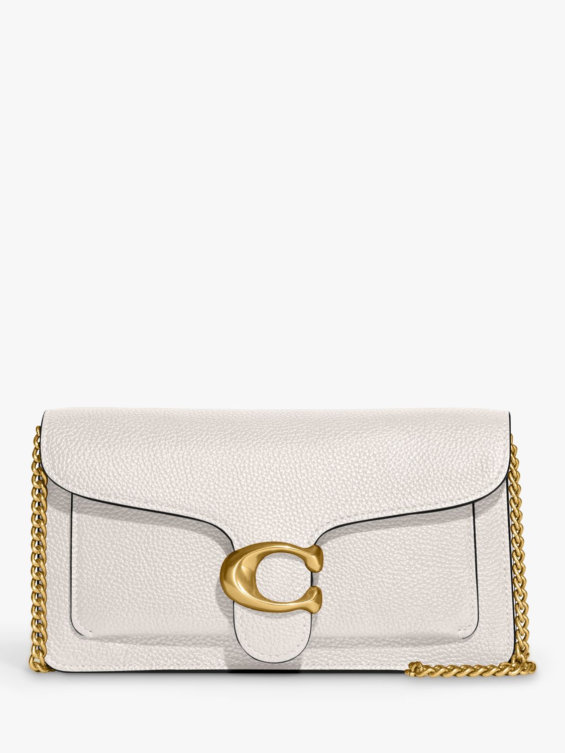 Coach Tabby Chain Leather Clutch Bag, Chalk at John Lewis & Partners