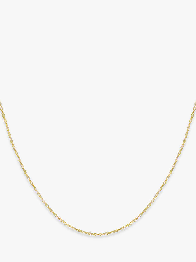 IBB 9ct Yellow Gold Long Hollow Twist Link Chain Necklace, Gold
