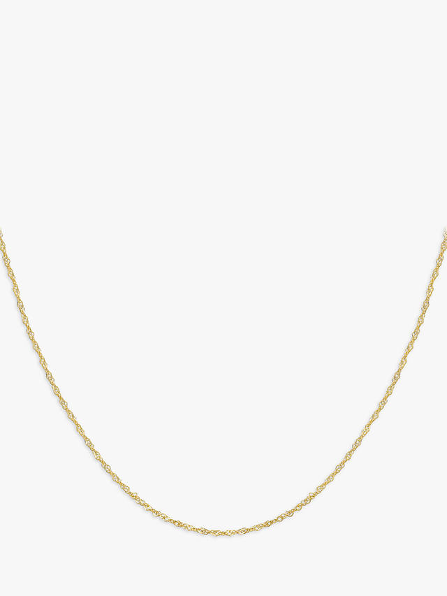 IBB 9ct Yellow Gold Short Hollow Twist Link Chain Necklace, Gold