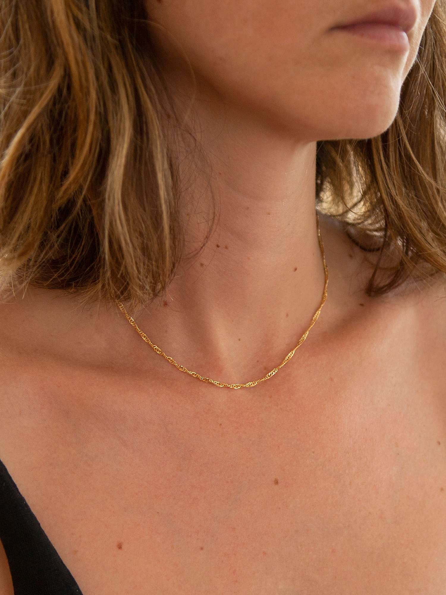 Buy IBB 9ct Yellow Gold Short Hollow Twist Link Chain Necklace, Gold Online at johnlewis.com