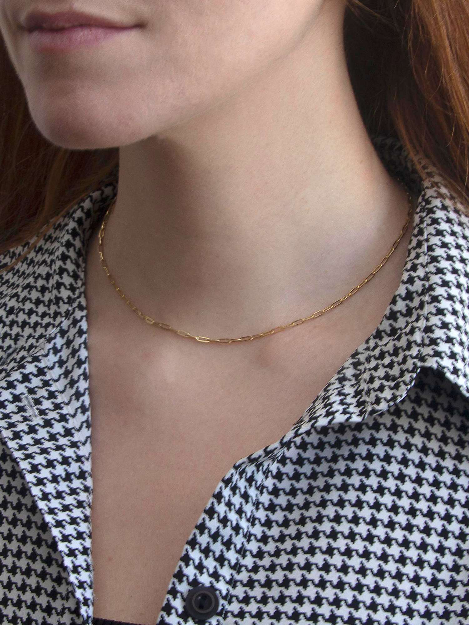 Buy IBB 9ct Yellow Gold Short Paper Clip Link Chain Necklace, Gold Online at johnlewis.com