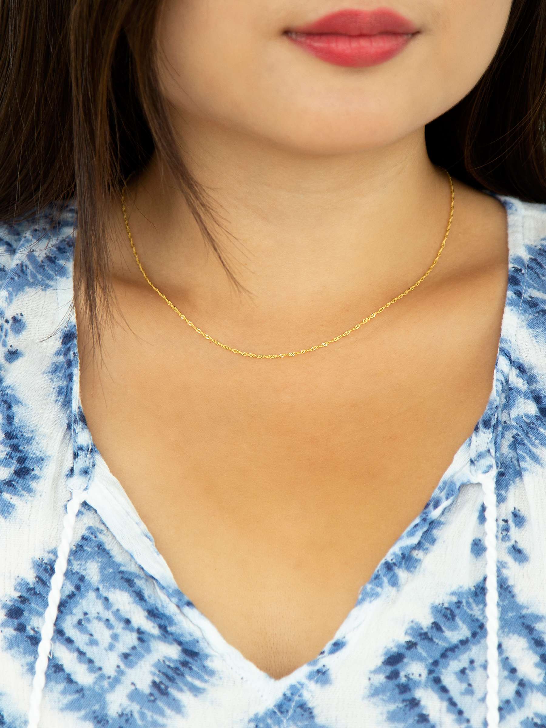 Buy IBB 9ct Yellow Gold Short Twist Link Chain Necklace, Gold Online at johnlewis.com