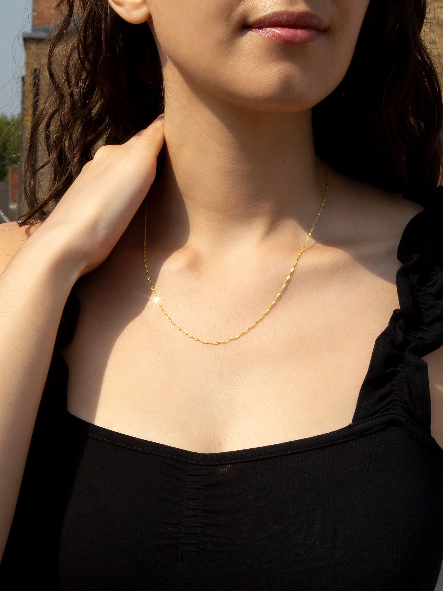 Buy IBB 9ct Yellow Gold Long Twist Link Chain Necklace, Gold Online at johnlewis.com