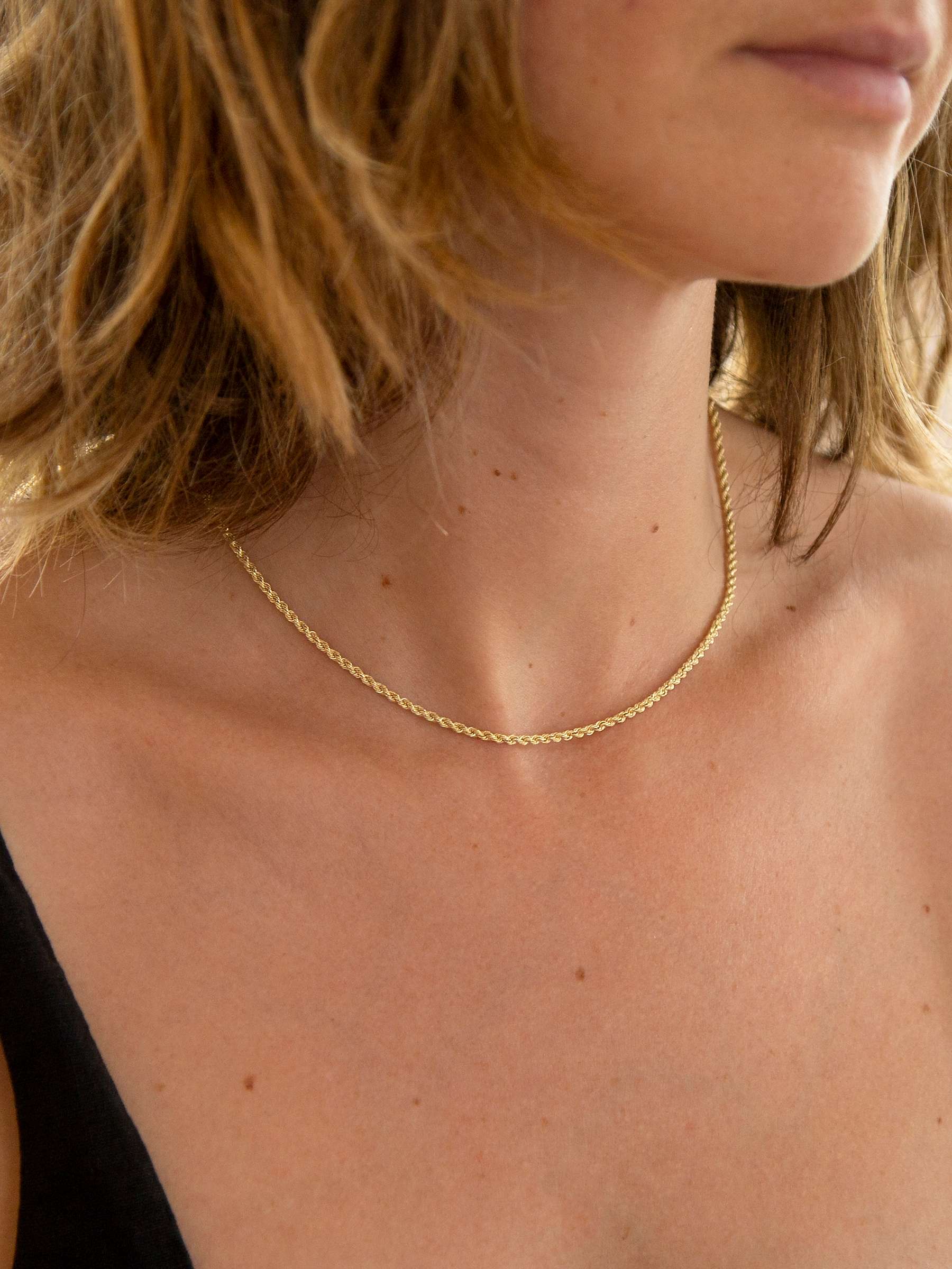 Buy IBB 9ct Yellow Gold Hollow Short Rope Chain Necklace, Gold Online at johnlewis.com