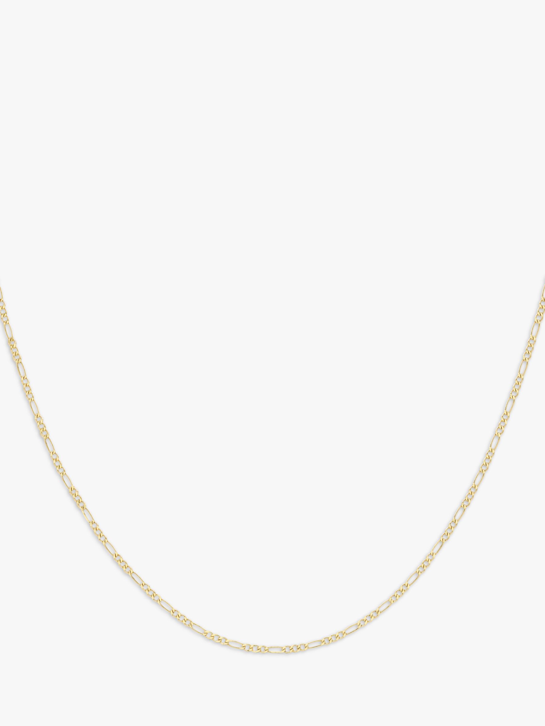 Buy IBB 9ct Yellow Gold Long Hollow Fiagro Link Chain Necklace, Gold Online at johnlewis.com