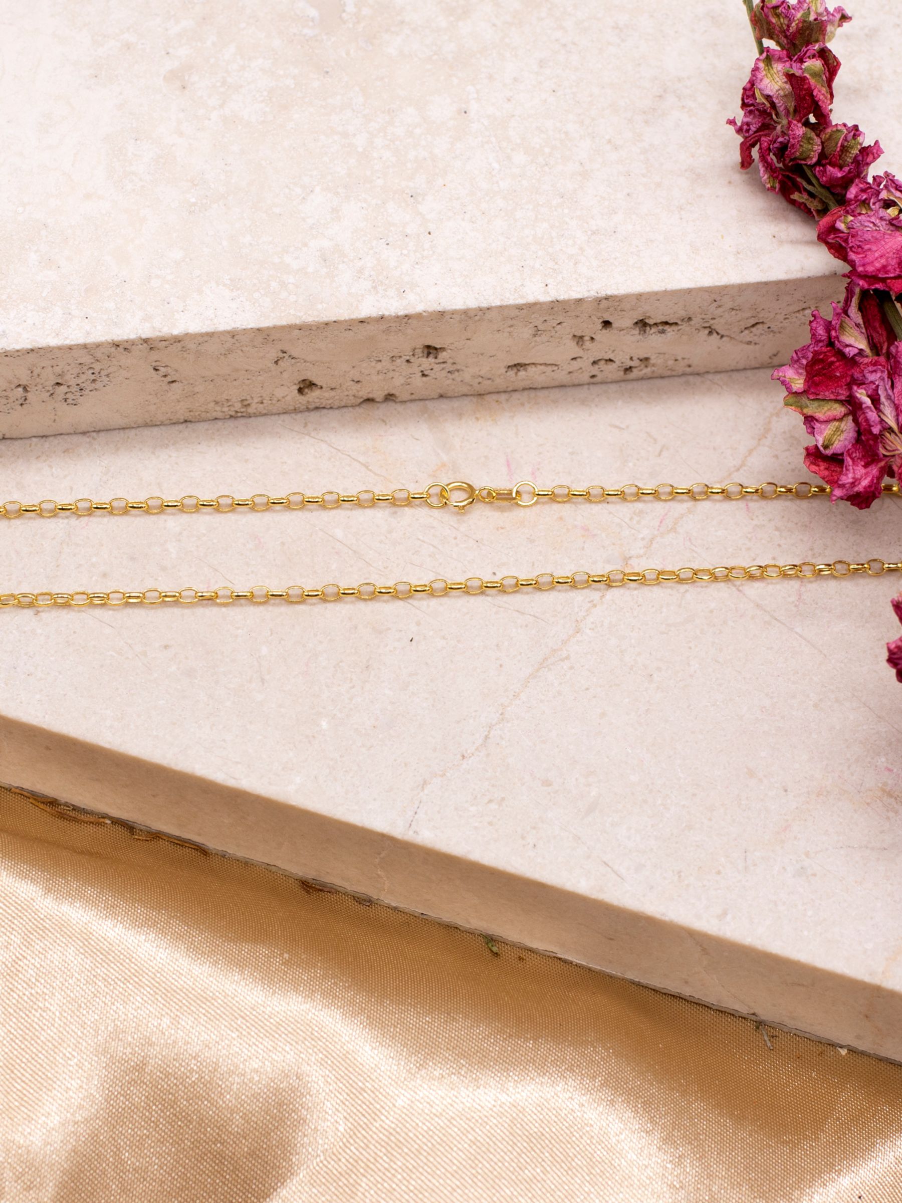 Buy IBB 9ct Yellow Gold Long Hollow Oval Link Chain Necklace, Gold Online at johnlewis.com